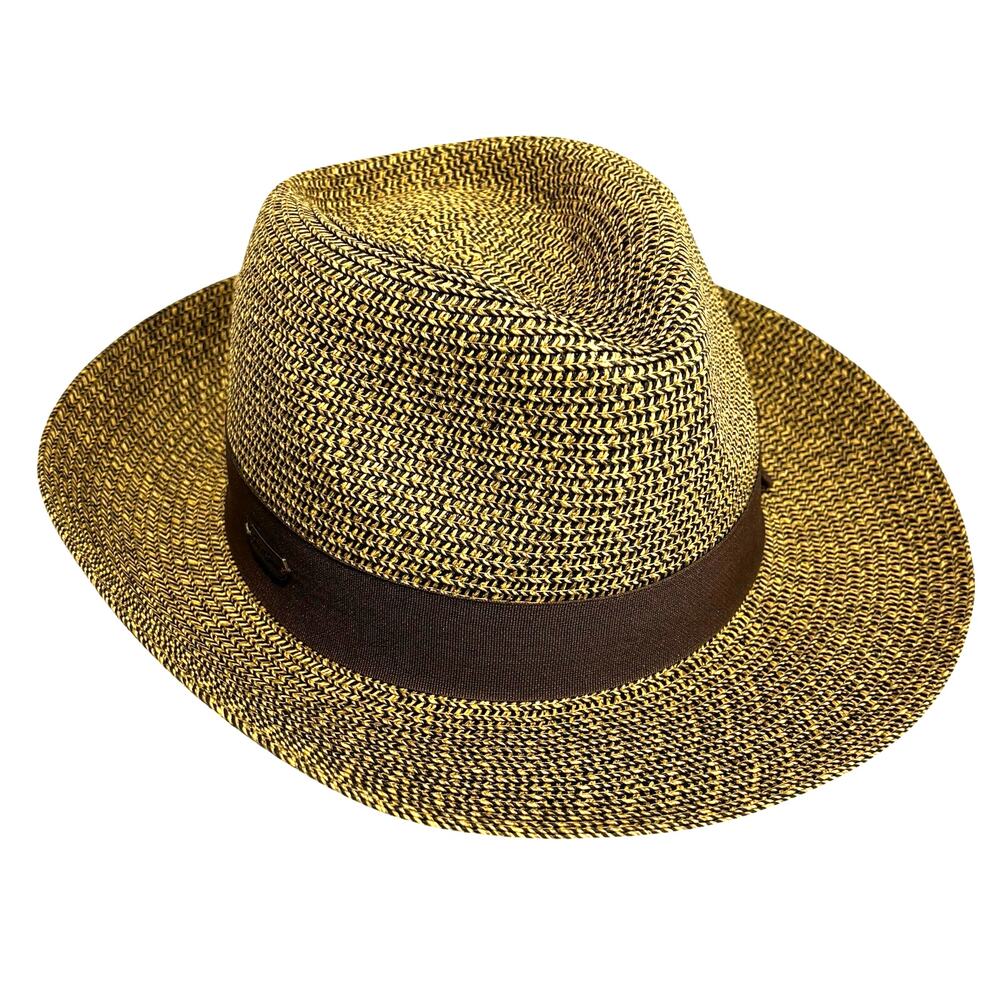 Sea 'n' Sand straw sun hat fedora style unisex tan brown black woven casual